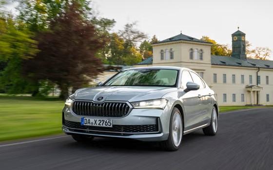 Skoda Superb premium sedan on the road