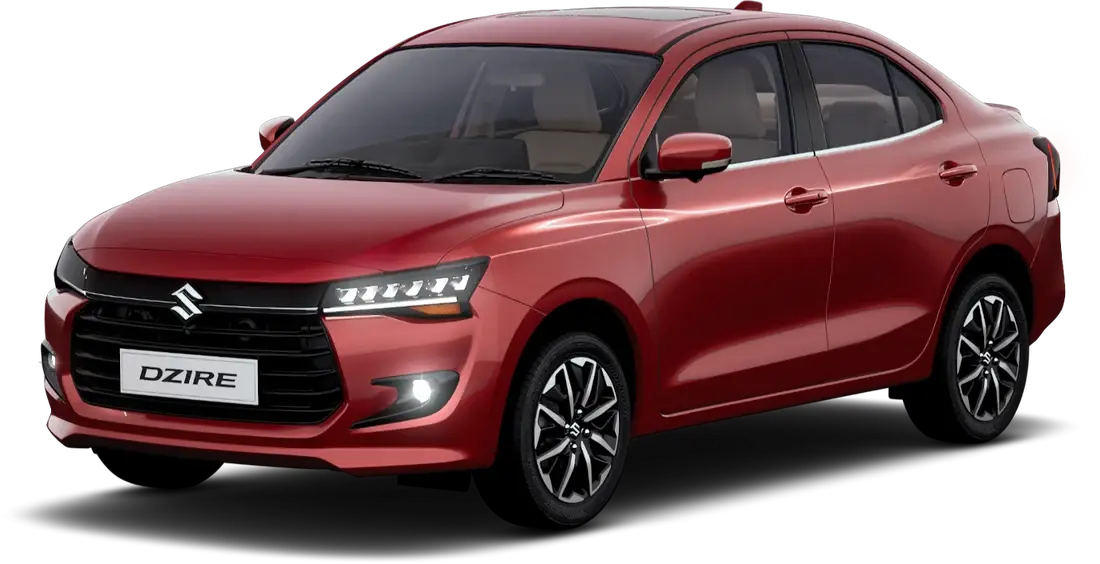 Maruti Suzuki Dzire sedan, three-quarter front view
